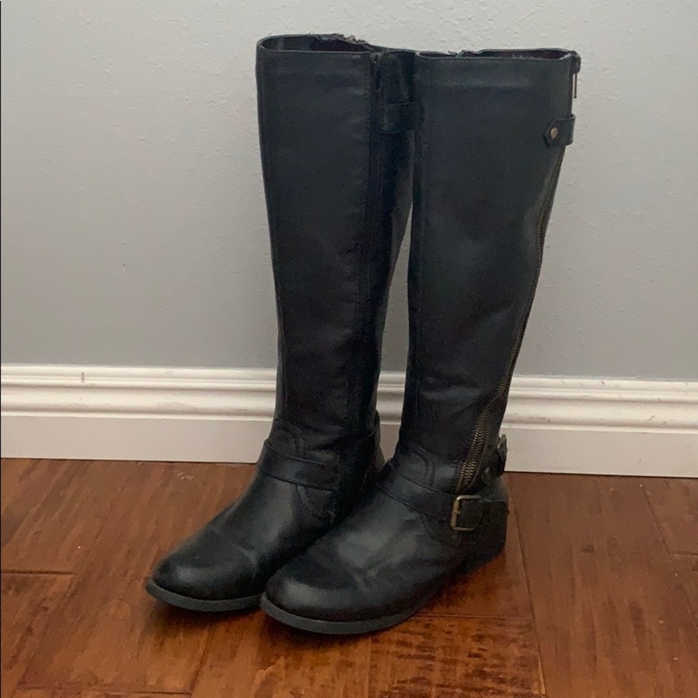 Black leather boots